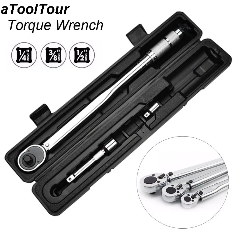 

1/4 3/8 1/2 Square Drive Torque Wrench bicycle Precise 5-210 Nm Ratchet Wrench Mechanism Car Bike Spanner Torque Key Hand Tool