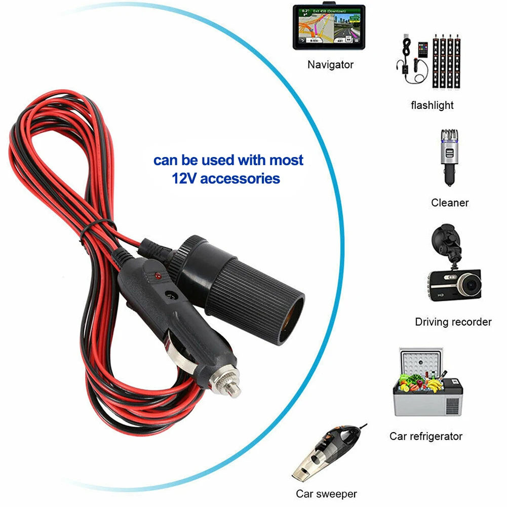 

5M 12V Car Extension Cable For Cigarette Lighter Car Cigarette Lighter Female Socket Extension Car Electronics Accessories