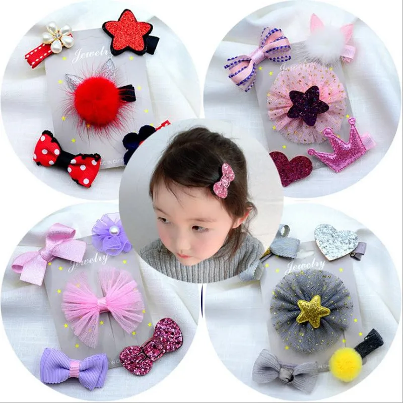 

5PCS/set Cute Christmas Set Hair Clip Candy flower Hairpin Baby Girl Headdress Duckbill Clip Butterfly Hair Clip