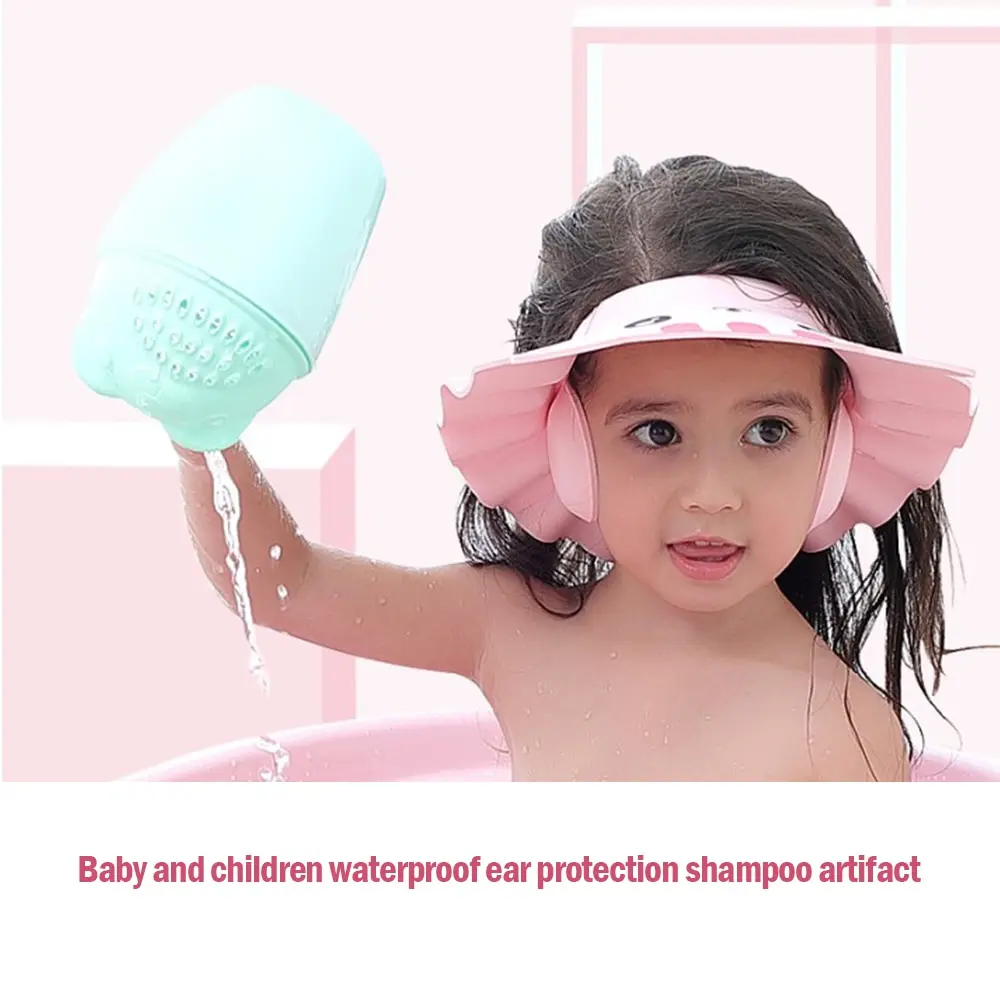 

Shower Cap Adjustable Hair Wash Hat for Newborn Infant Ear Protection Children Kids Shampoo Shield Bath Head Cover