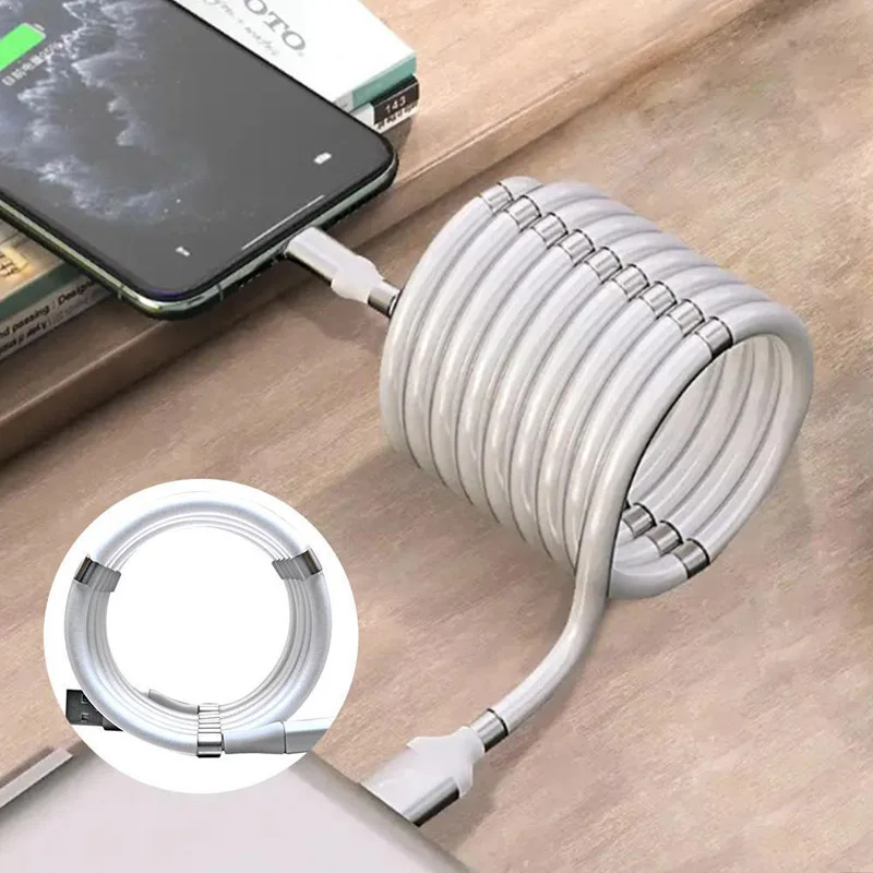 Магнитный кабель для передачи данных Magic Rope Android IOS Тип C Micro USB магнитное зарядное