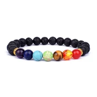 new lava 7 chakra bracelets bangles yoga balance beads buddha prayer elastic bracelet men natural stone jewelry gifts pulseira