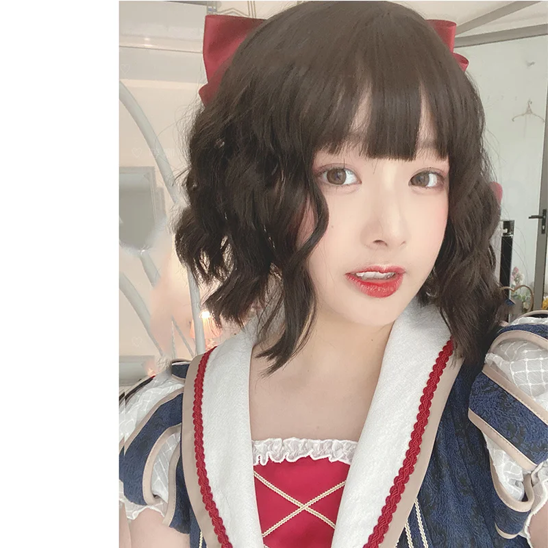 LUPU коричневый короткий волнистый Боб волос Косплей для женщин парик с челкой