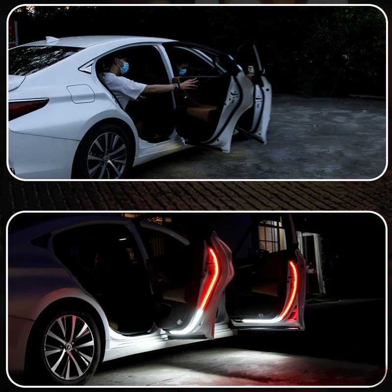 

Universal Car Door Opening Warning 120cm 2Pcs Universal LED Auto Door Opening Signal Lamps Anti Collision Light Strip 12v