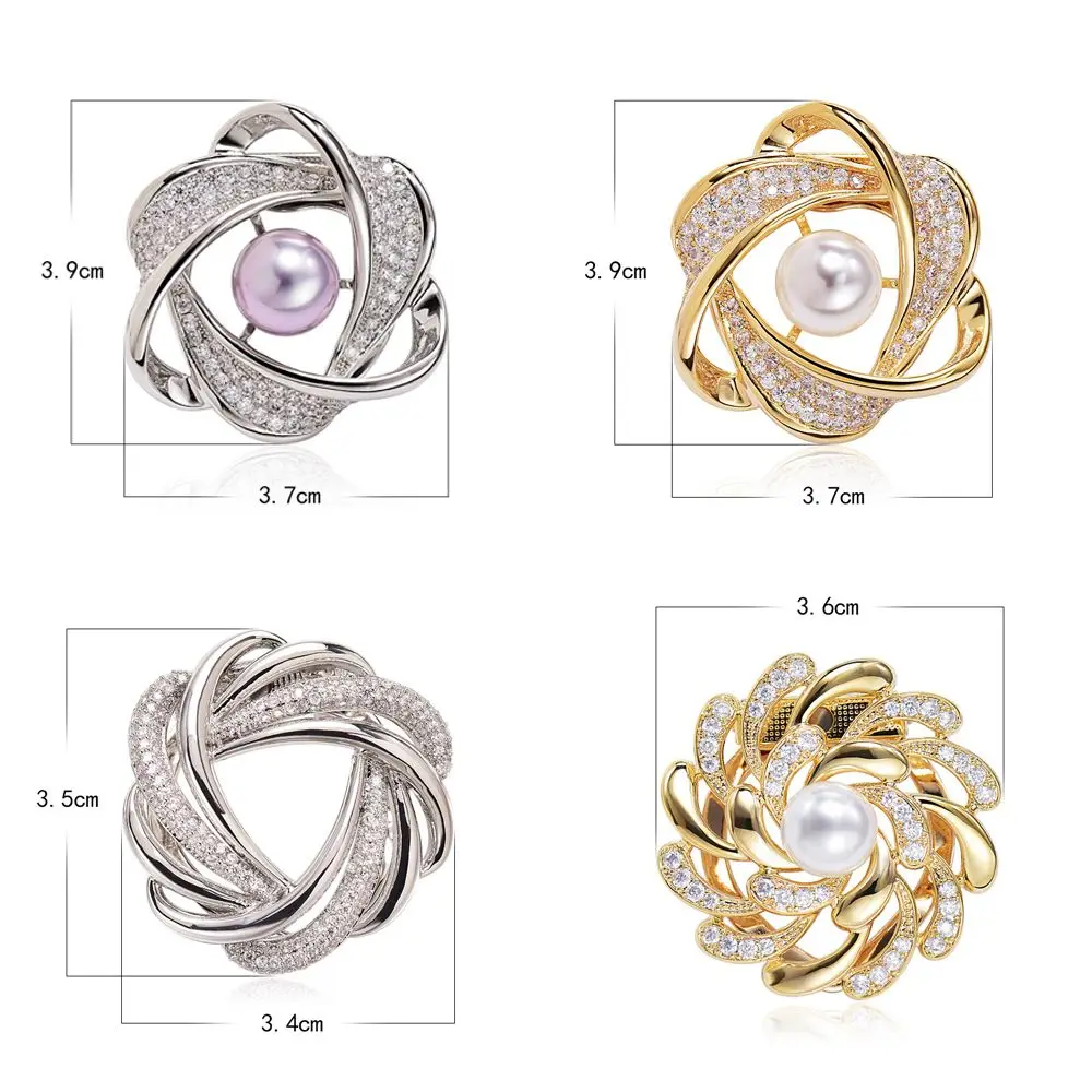 Trendy Vintage Rhinestone Flower Pearl Crystal Scarf Ring Korean Style Brooch Pins Shawl Clip Women Buckle | Украшения и
