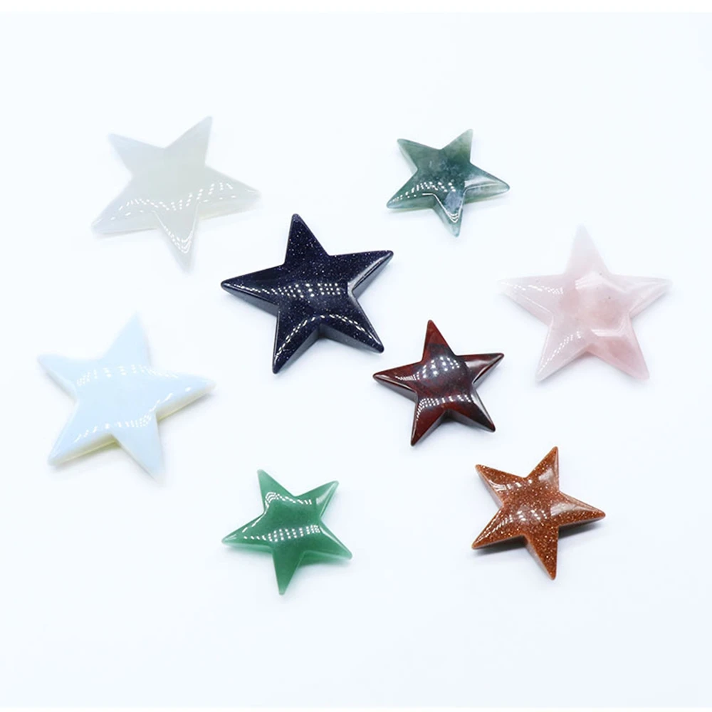 Healing Crystal Stars Handmade Craved Palm Worry Stone Chakra Reiki Balancing Charms Ornaments Display 32/45 for Jewelry Making
