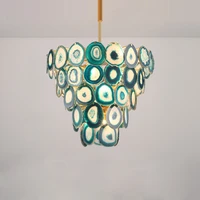 led modern colorized agate designer chandelier lighting hanging lamp lustre suspension luminaire lampen for foyer dinning room