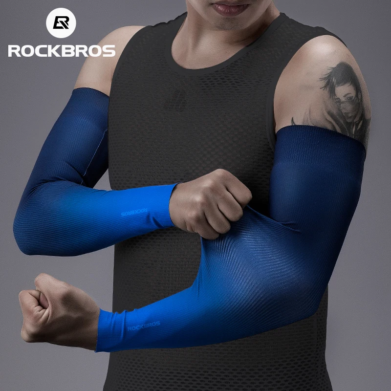 ROCKBROS Cycling Arm Sleeves Sun Protection Anti-UV Ice Silk Seamless Running Basketball Compression Warmer | Спорт и развлечения