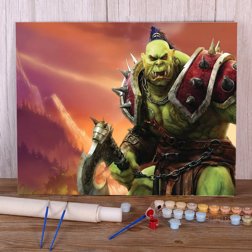 

Набор для рисования по номерам World Of Warcraft, масляные краски 50*70, Картина на холсте, домашний декор, поделки для взрослых, оптовая продажа, искус...