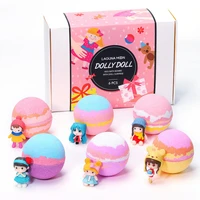 lagunamoon 170g6pcs gift box large toy bath bomb for kids with surprise dolls inside bubble gum essential oil bath bubble balls
