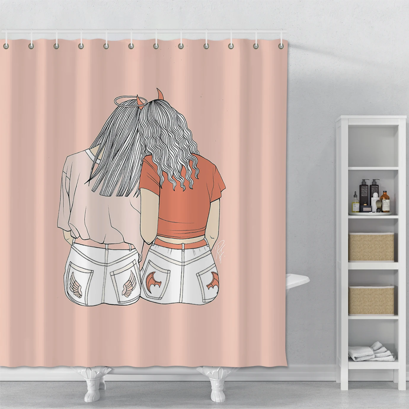 

Shower Curtain Printed Personality Girl Waterproof Bathroom Shower Curtain With Hooks Polyester Bath Shower Curtain Home Decor