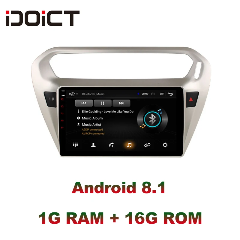 Автомобильный DVD плеер IDOICT Android 8 1 с GPS навигацией мультимедиа для peugeot 301 Citroen Elysee