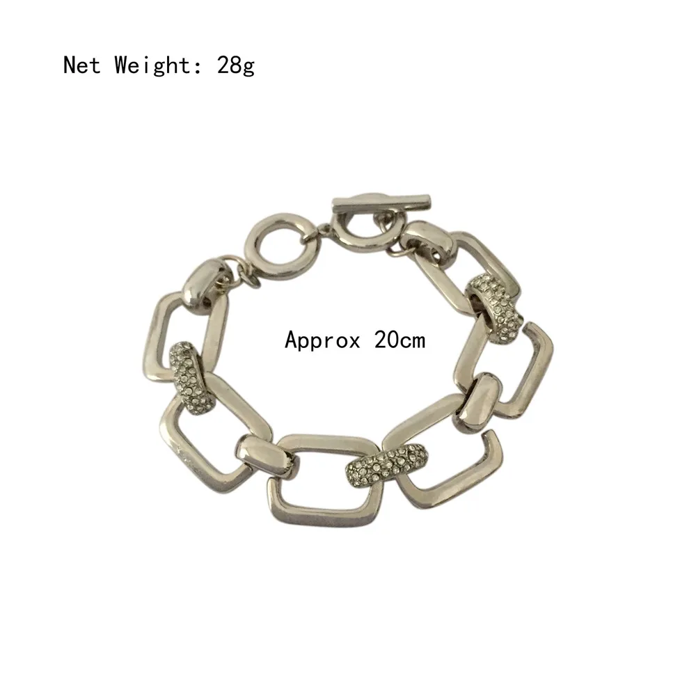 

New Arrival Sexy Tide Female Bracelet Rhodium Color 3 Shape Linked Chain Bracelet Small Glass Stone Pave Bracelet