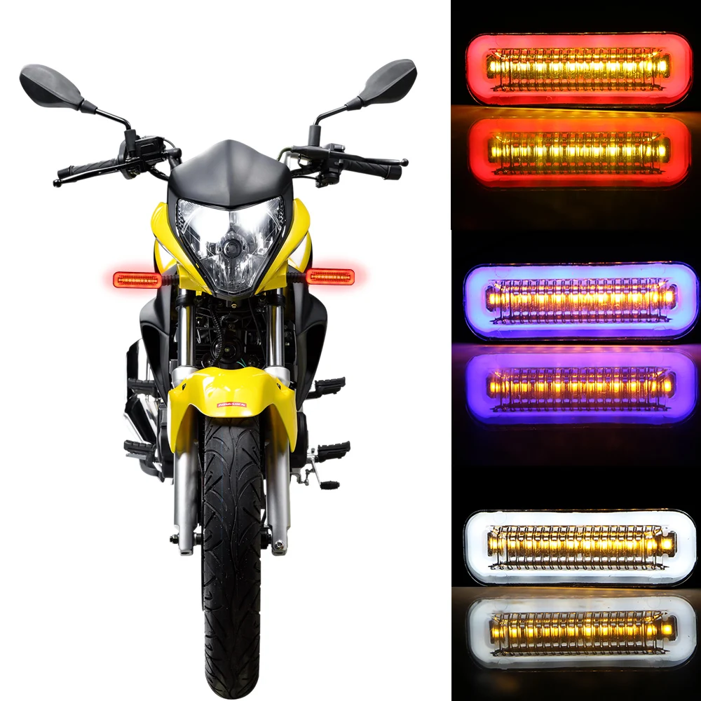 

2Pcs/set Universal Motorcycle Moto Turn Signal Led Illuminations Lightings 2 in 1 Flowing Water Flasher Tail Blinker Indicators