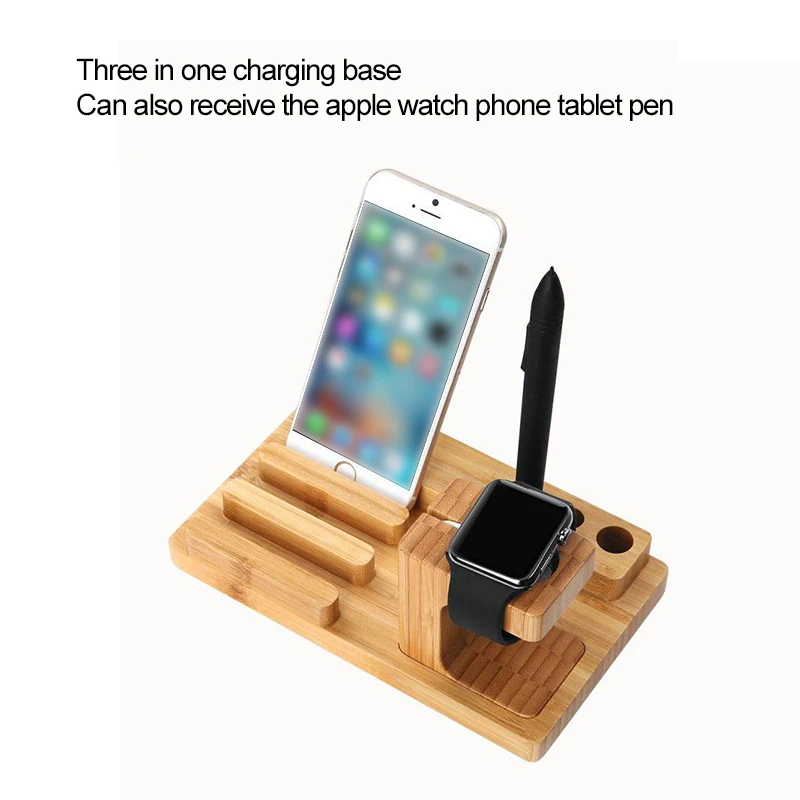 

Charge Dock Station Fast Charging For Watch Stand Phone Tablet Wooden Desktop Organizer Wireless Charging Stations