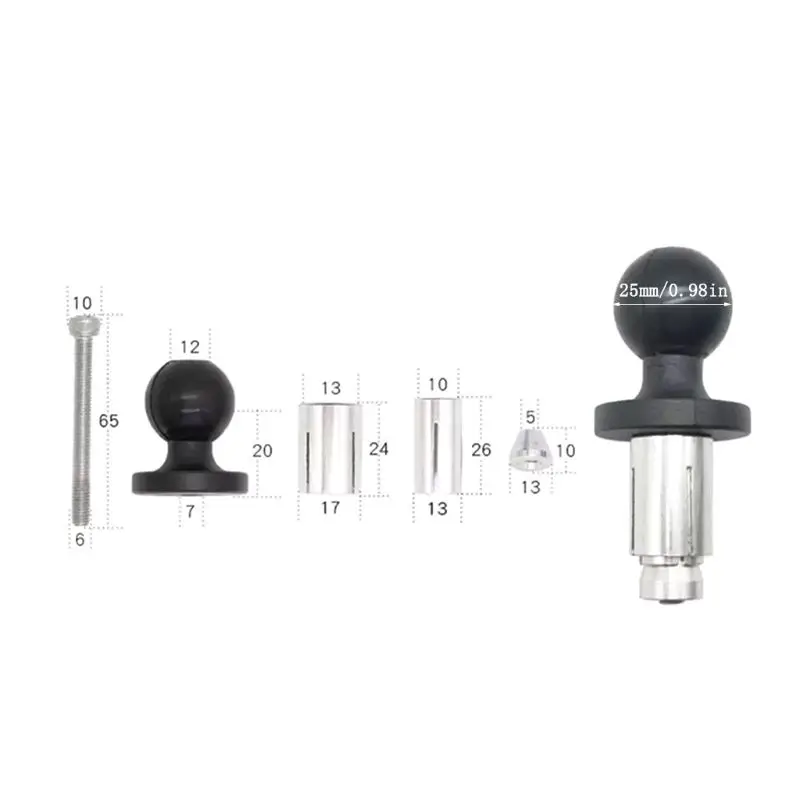 

Aluminum Base Rubber Motorcycle Bike Mount Black Fork Stem Base with Ball Head for Ball Mount Adapter