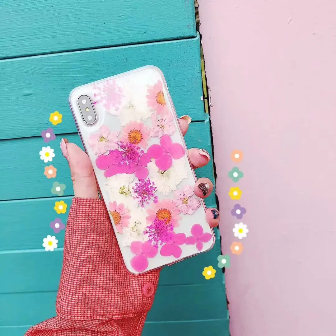 Jamular чистый реальный прессованные засушенные цветы Чехол для мобильного