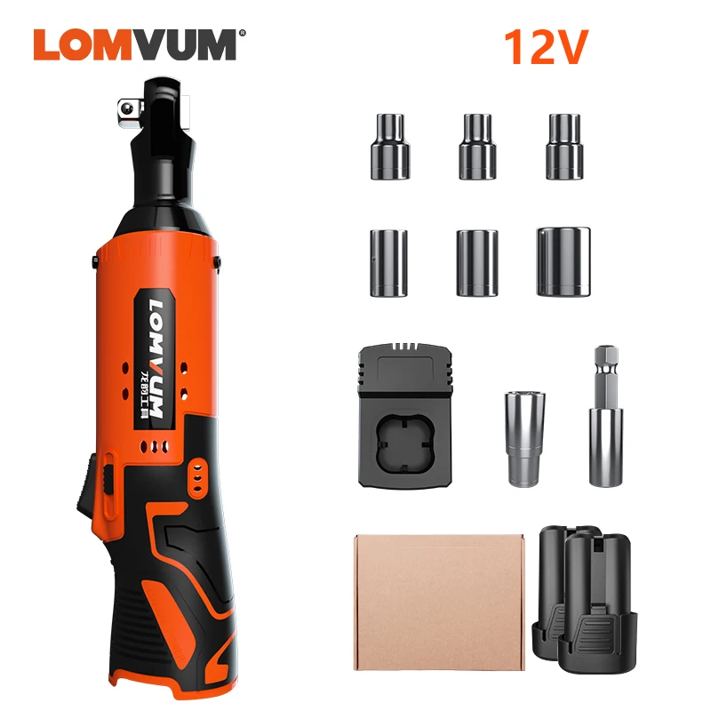 12V 2 Battery carton LOMVUM 16,8 V электрический ключ с трещоткой 50 Н. М Электрический беспроводной ключ 110/220V Перезаряжаемые ключ с храповым механизмом Набор торцевых головок для переноски - Цвет: 12V 2 Battery carton