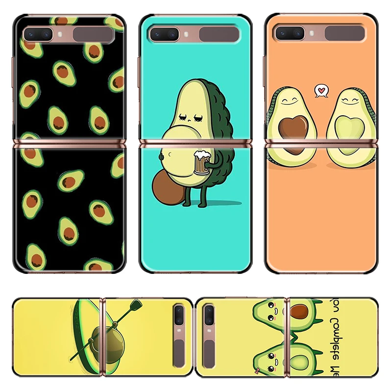 

Cute Cartoon Avocado Food For Samsung Galaxy Z Flip 3 5G Black Fashion Mobile Hard Shell Shockproof Fundas Cover Phone Case