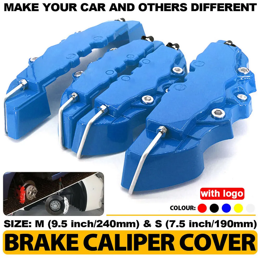 

4PCS 5 Colors ABS Plastic Car 3D Disc Brake Caliper Covers Front & Rear Accessories Kit Size M+S Universal