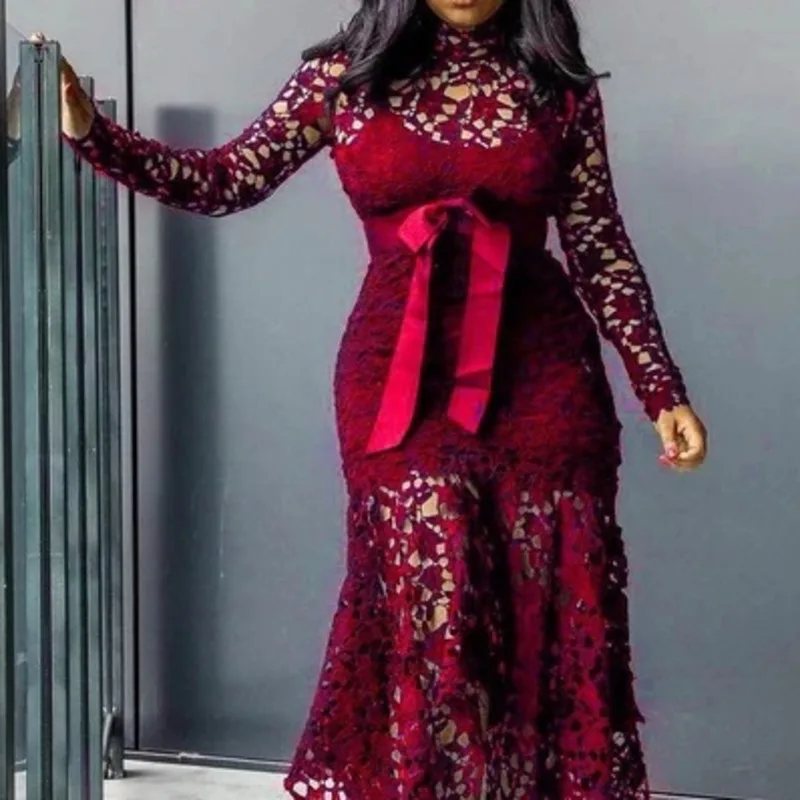 Женское платье макси RICORIT винтажное кружевное ажурное облегающее длиной до пола