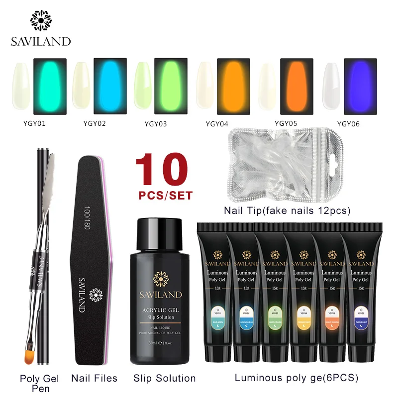 15g 10pcs Gel Kit Soak off 4 шт./компл. поли набор гелевых УФ Акрил строитель поли-гель, быстро сохнут, дизайн ногтей Pro с длинным натуральных ногтей Жесткий Гель-лак - Цвет: 15g 10pcs Gel Kit
