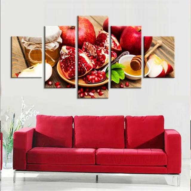 Canvas Paintings Posters 7 Colorful Table Fruit Food Wall Art Framework Home Decor 5 Pieces Print Decorative Picture Living Room | Дом и сад