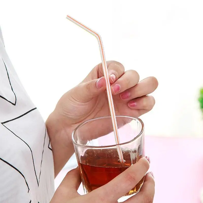 

Colorful Curved Plastic Drinking Straw Cocktail Wedding tea Bar Juice Accessories milk Summer Party Straws Birthday Drinkin T7V9