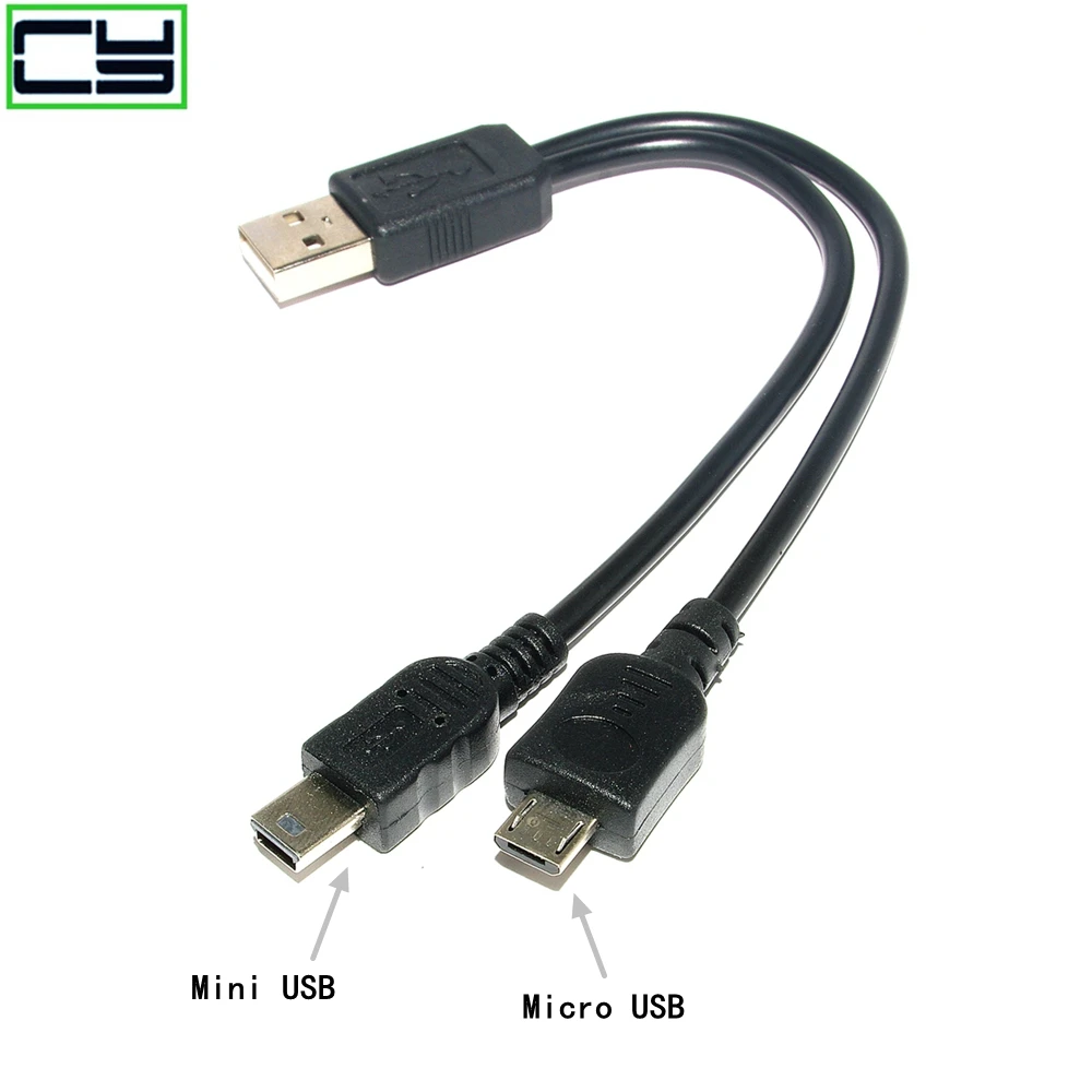 Кабель Y-образный 2 в 1 COMBO Mini-usb Mini USB & micro usb 2.0 Micro-USB 5 pin на 30 см для зарядки и синхронизации данных.