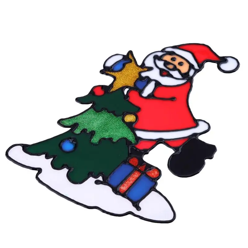 Рождественские силиконовые наклейки на стекла большое окно дверь стена обклеить