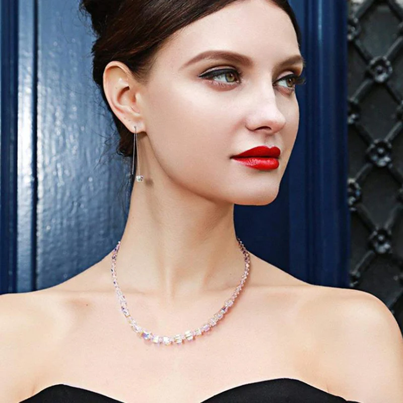 Элегантные Геометрические Квадратные Австрийские красочные белые Кристальные