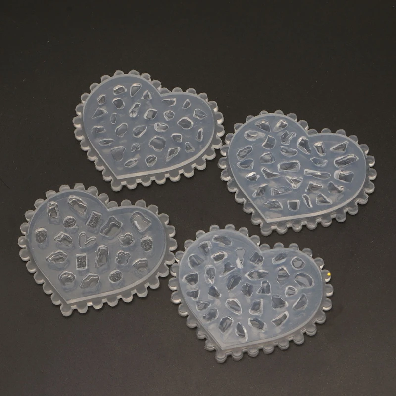 

4 Pcs/Set Nail Decoration Crystal Epoxy Resin Mold 3D Mini Gravel Silicone Mould DIY Crafts Ornaments Jewelry Casting Tools