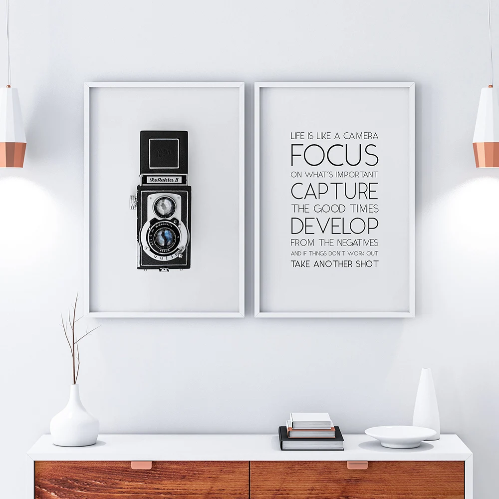 

Life Is Like A Camera Quote Poster Camera Canvas Painting Wall Picture Art Prints Photography Lovers Gifts Modern Home Decor