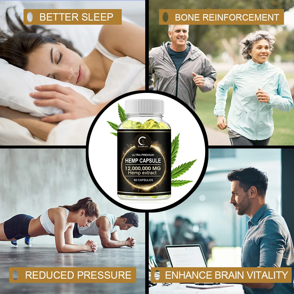 GPGP GreenPeople Nature HempSeed-Essence Capsule Anti-Ageing Relieve Joint Pain Stress Relief Help Sleep&ampBeauty Item | Красота и