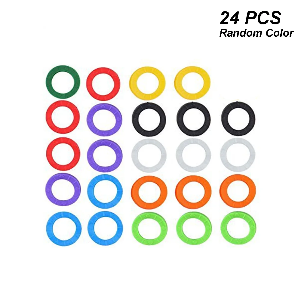 

20/24/32pcs Keyrings Silicone Key Cover For Car Motorcycle Bicycle Tags Multi Colors Round Identifier Key Identification Cap