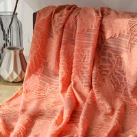 new leaf jacquard cut flower chiffon fabric striped fringe fabric for womens dress%ef%bc%8cby the meter