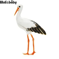 wulibaby enamel crane brooches for women unisex 4 color beauty bird animal office casual brooch pins gifts