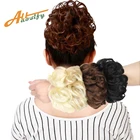 Allaosify натуральные накладные волосы, пучок, вьющиеся волосы для наращивания, короткий вьющийся хвост, термостойкие синтетические волосы, веревка