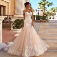 pink sweetheart mermaid wedding dresses 2021 sleeveless vestido de novia sweep train bridal gowns vestidos de boda custom made