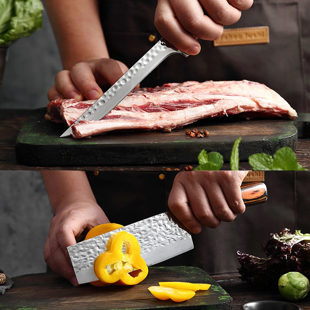 

Kitchen knife Chef Knives Japanese 7CR17 440C High Carbon Stainless Steel Imitation Damascus Utility Cleaver Chef Knife