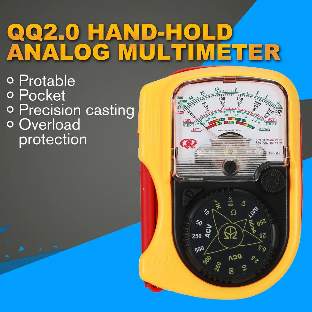 NEW QQ2.0 Hand-hold Pocket Pointer Analog Multimeter AC/DC Voltmeter Mechanical Ammeter Current Voltage Resistence Tester Meter |