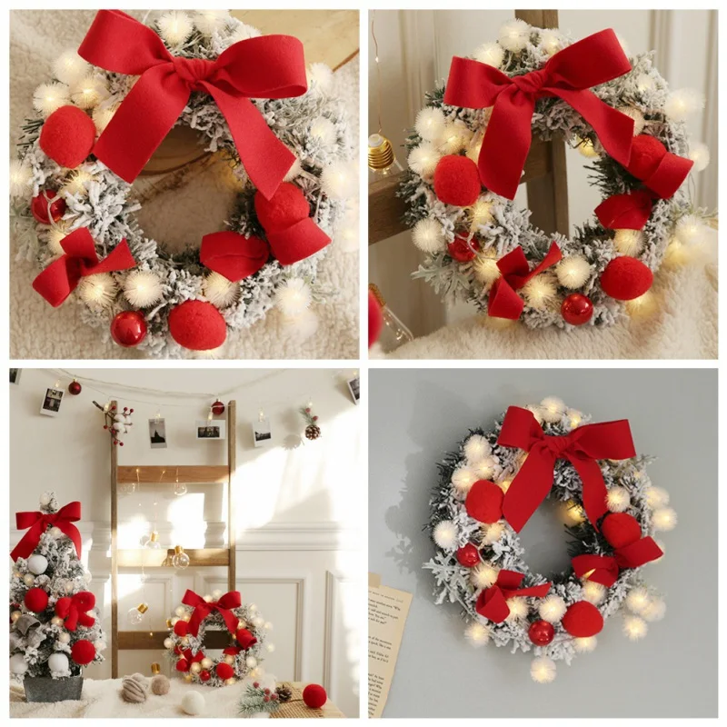

Christmas Wreath LED String Lights Decorated Garland Door Window Ornaments