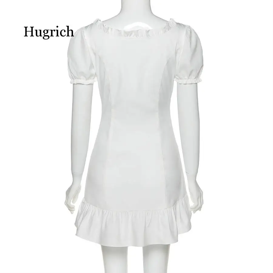 

Fashion Elegant Bow White Female Mini Dress Summer Party Birthday Festival Cute Sexy French Romantic Silk Dress Women