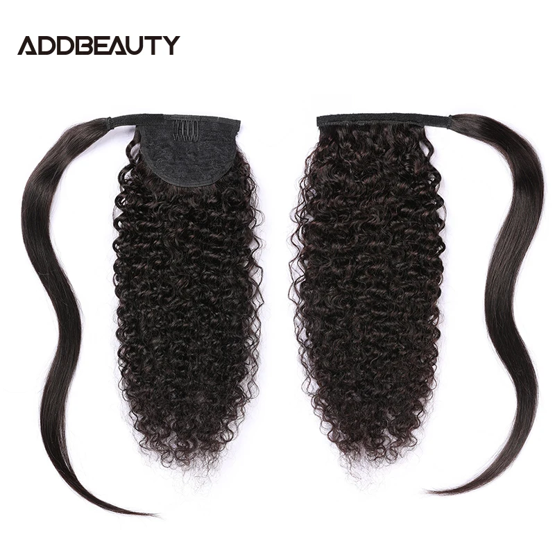 

Ponytail Human Hair Kinky Curly Natural Human Hairpiece for Women Clip in Drawstring Ponytail 100% Human Hair Extension 613#