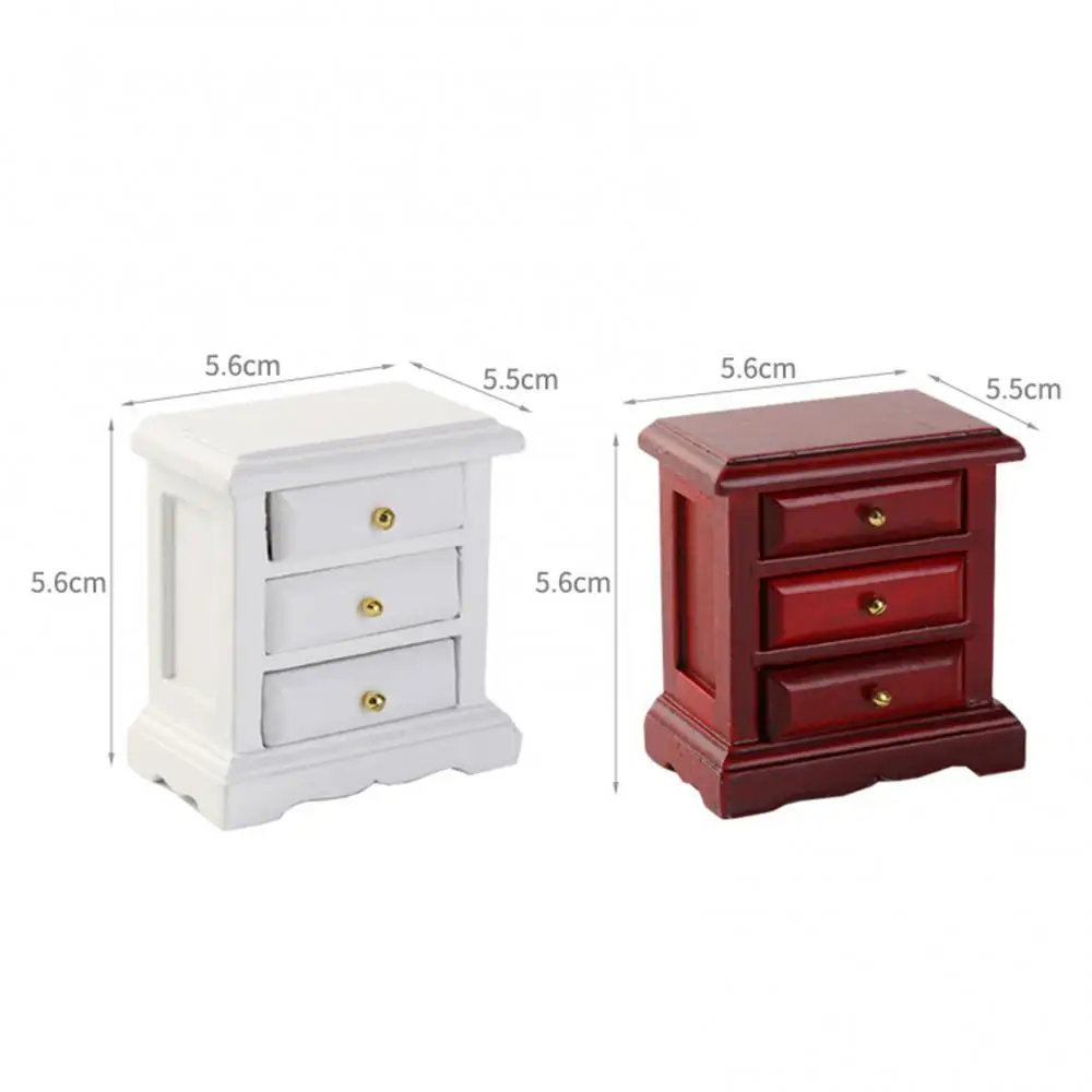 

Simulation Wood Bedside Drawer Cabinet Doll House Bedroom Decor1:12 Dollhouse Miniature Furniture Toys