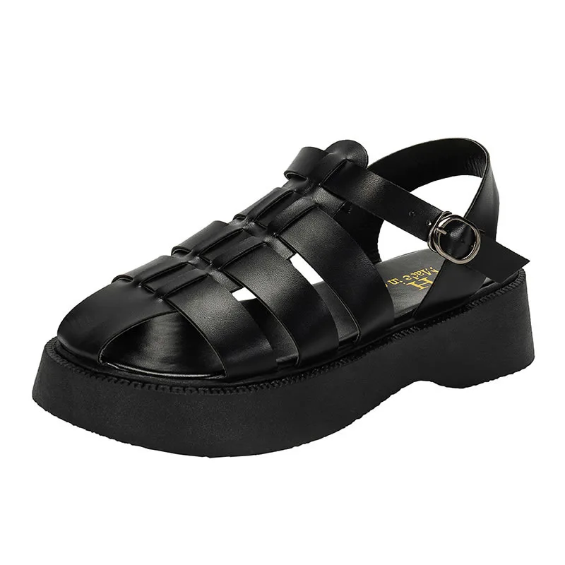 

2022 Summer New Style Roman Thick-soled Hollow Buckle Women's Sandals Fashion Casual Soft-soled Sandals Women Shoes