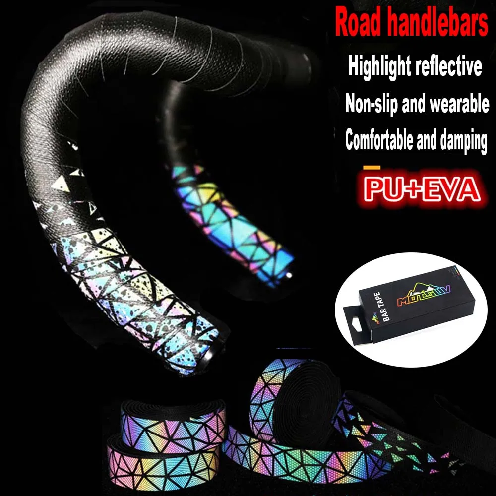 

MOTSUV Road Bike Handlebar PU+EVA Lacing Anti-Skid Shock Reflective Loincloth With Crystal Handle Stuffed Cycling Accessories
