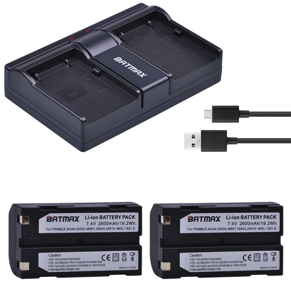 

D-Li1 Batteries 2600mAh 54344 Battery Akku + Dual USB Charger for Trimble 5700,5800,R6,R7,R8,TSC1 GPS RECEIVER Batteries