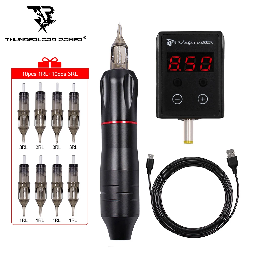 

Роторная татуировочная машина, набор ручек для татуировок с мощным блоком питания, набор ручек для татуировок, беспроводной набор для татуи...