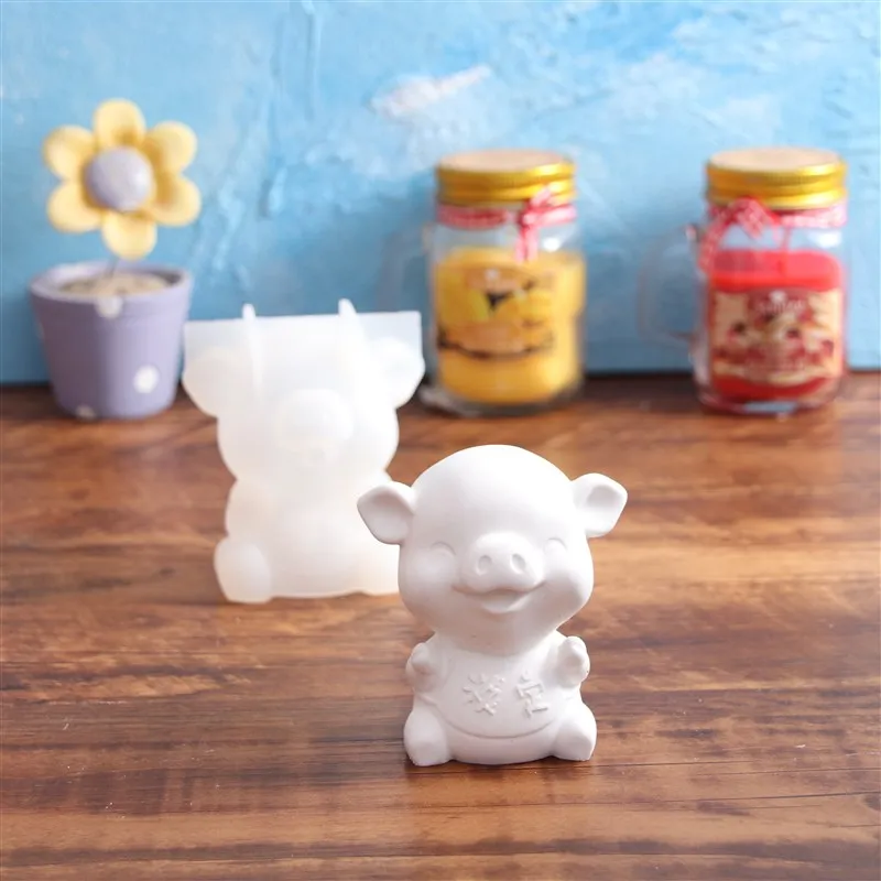 

3D Animal Peace Calm Lucky Pig Candle Epoxy Epoxi Mould Aromatherapy Plaster Silicone Mold DIY Crafts Soap Home Decor Decoration